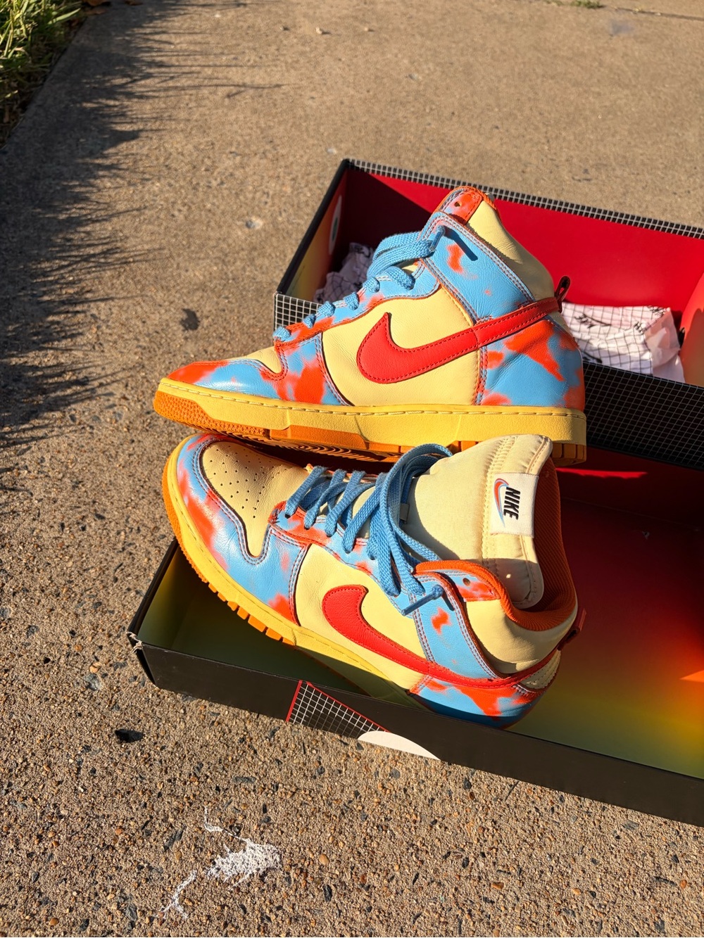 Nike Tie-Dye Dunk High Sneakers - Yellow, Blue & Orange
